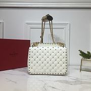 Valentino Small Rockstud Spike Quilted Bag In White WB0122 Size 23x16x6.5cm - 6