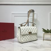 Valentino Small Rockstud Spike Quilted Bag In White WB0122 Size 23x16x6.5cm - 4