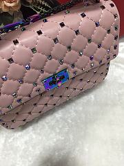 Valentino Small Rockstud Spike Quilted Bag In Light Pink WB0122 Size 23x16x6.5cm - 5