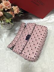Valentino Small Rockstud Spike Quilted Bag In Light Pink WB0122 Size 23x16x6.5cm - 4