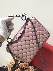 Valentino Small Rockstud Spike Quilted Bag In Light Pink WB0122 Size 23x16x6.5cm - 3
