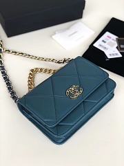 Chanel 19 Wallet On Chain With Blue Lambskin AP0957 Size 19cm - 3