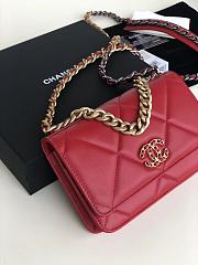 Chanel 19 Wallet On Chain With Red Lambskin AP0957 Size 19cm - 3