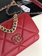 Chanel 19 Wallet On Chain With Red Lambskin AP0957 Size 19cm - 6