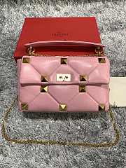 Valentino Garavani Roman Stud In Pink Shoulder Bag WB0I6 Size 30x20x12cm - 1