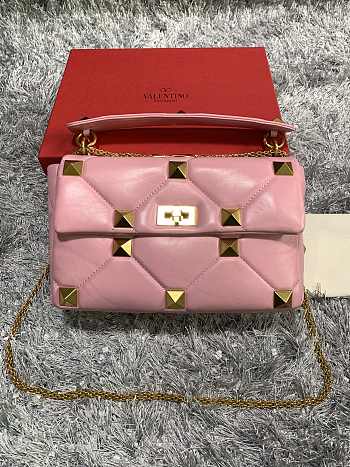 Valentino Garavani Roman Stud In Pink Shoulder Bag WB0I6 Size 30x20x12cm
