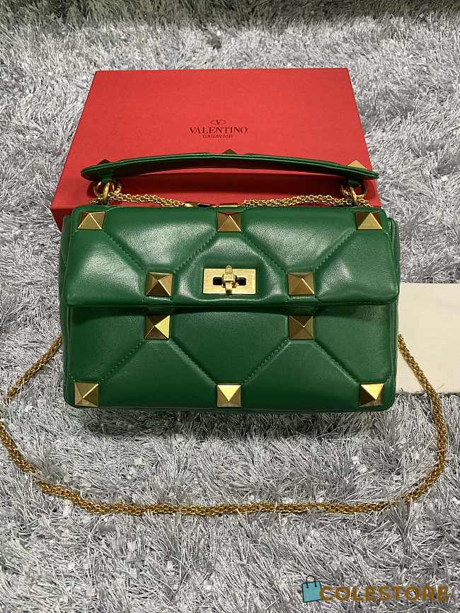 Valentino Garavani Roman Stud In Green Shoulder Bag WB0I6 Size 30x20x12cm - 1