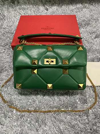 Valentino Garavani Roman Stud In Green Shoulder Bag WB0I6 Size 30x20x12cm