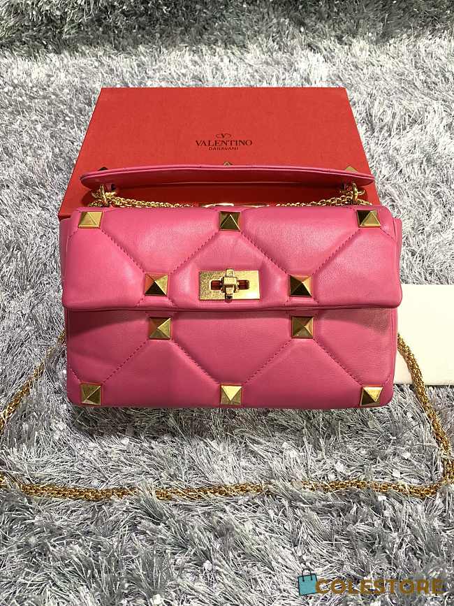 Valentino Garavani Roman Stud In Rose Shoulder Bag WB0I6 Size 30x20x12cm - 1