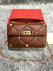 Valentino Garavani Roman Stud In Brown Shoulder Bag WB0I6 Size 30x20x12cm - 1