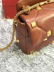 Valentino Garavani Roman Stud In Brown Shoulder Bag WB0I6 Size 30x20x12cm - 5