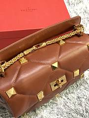 Valentino Garavani Roman Stud In Brown Shoulder Bag WB0I6 Size 30x20x12cm - 3
