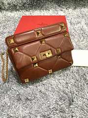 Valentino Garavani Roman Stud In Brown Shoulder Bag WB0I6 Size 30x20x12cm - 2