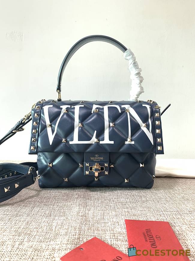 Valentino Garavani VLTN Candystud Bag In Blue Quilted Leather Bag SW2B0 Size 23x11x7cm - 1