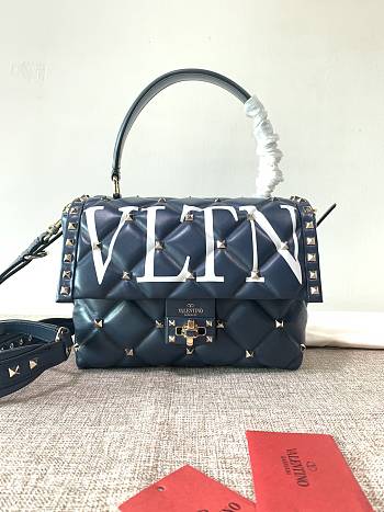 Valentino Garavani VLTN Candystud Bag In Blue Quilted Leather Bag SW2B0 Size 23x11x7cm