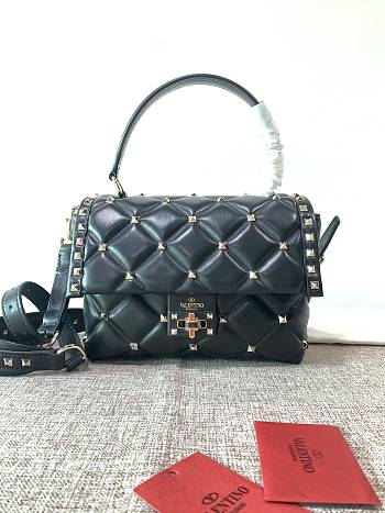 Valentino Garavani Candystud Bag In Black Quilted Leather Bag SW2B0 Size 23x11x7cm