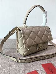 Valentino Garavani Candystud Bag In Beige Quilted Leather Bag SW2B0 Size 23x11x7cm - 4