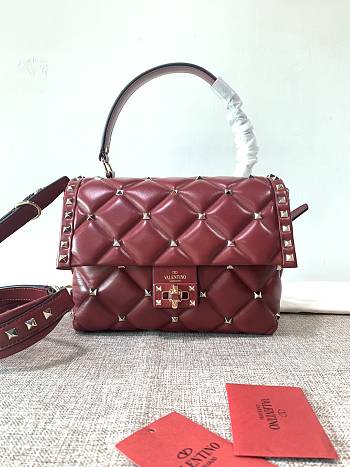 Valentino Garavani Candystud Bag In Red Quilted Leather Bag SW2B0 Size 23x11x7cm