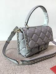 Valentino Garavani Candystud Bag In Grey Quilted Leather Bag SW2B0 Size 23x11x7cm - 6