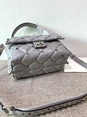 Valentino Garavani Candystud Bag In Grey Quilted Leather Bag SW2B0 Size 23x11x7cm - 5
