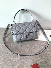 Valentino Garavani Candystud Bag In Grey Quilted Leather Bag SW2B0 Size 23x11x7cm - 2