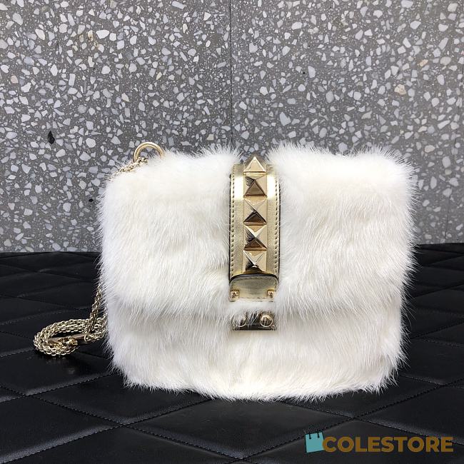 Valentino Imported Mink Fur Bag In White P2744 Size 21cm - 1