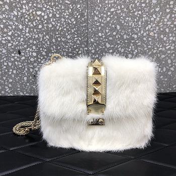 Valentino Imported Mink Fur Bag In White P2744 Size 21cm