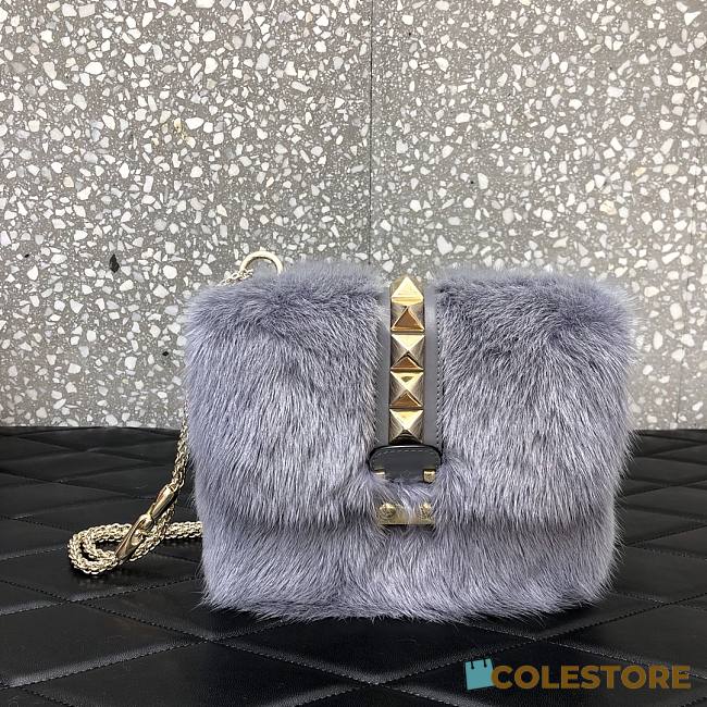 Valentino Imported Mink Fur Bag In Grey P2744 Size 21cm - 1