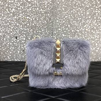 Valentino Imported Mink Fur Bag In Grey P2744 Size 21cm