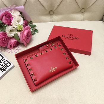 Valentino Garavani Compact Rockstud Wallet In Red WP0P3 Size 13cm