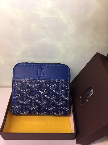 Goyard Zip Wallet In Blue Size 11x10cm