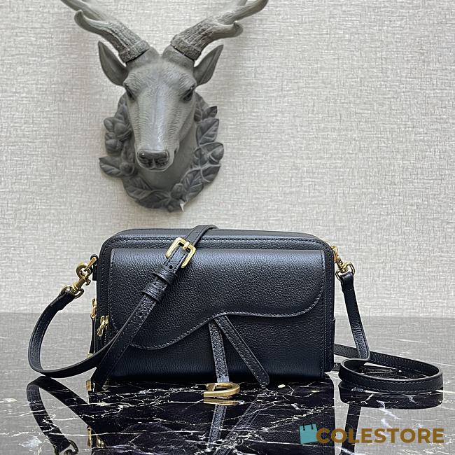 Dior Saddle Pouch In Black Calfskin S5620 Size 19x10.5x5cm - 1