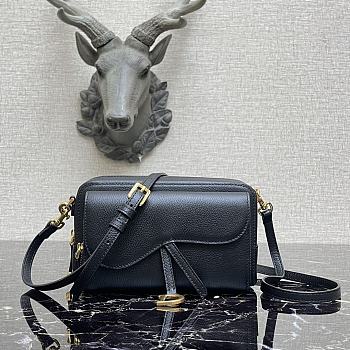 Dior Saddle Pouch In Black Calfskin S5620 Size 19x10.5x5cm