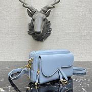 Dior Saddle Pouch In Blue Calfskin S5620 Size 19x10.5x5cm - 3