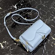 Dior Saddle Pouch In Blue Calfskin S5620 Size 19x10.5x5cm - 5