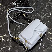 Dior Saddle Pouch In Blue Grey Calfskin S5620 Size 19x10.5x5cm - 4