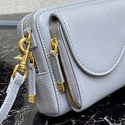 Dior Saddle Pouch In Blue Grey Calfskin S5620 Size 19x10.5x5cm - 5