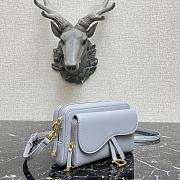 Dior Saddle Pouch In Blue Grey Calfskin S5620 Size 19x10.5x5cm - 6
