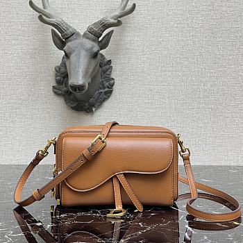 Dior Saddle Pouch In Brown Calfskin S5620 Size 19x10.5x5cm