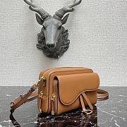 Dior Saddle Pouch In Brown Calfskin S5620 Size 19x10.5x5cm - 4