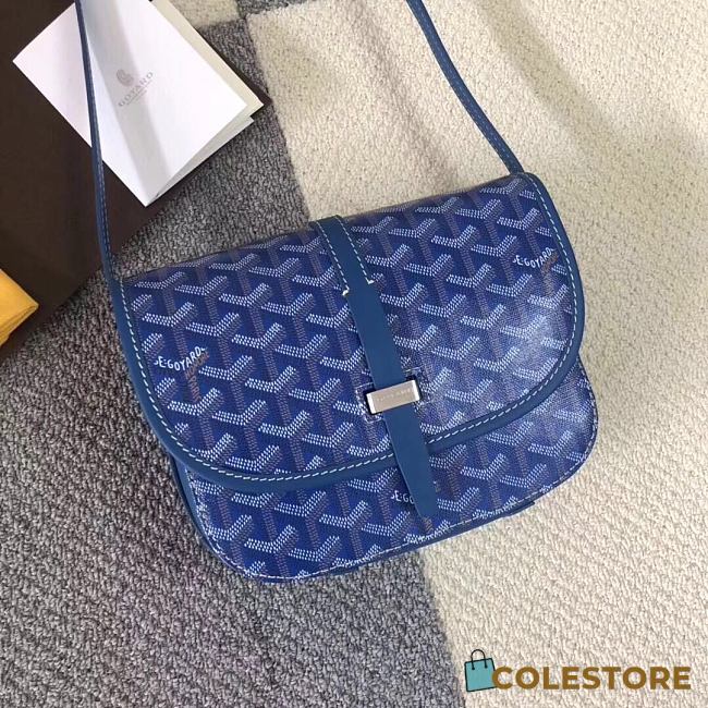 Goyard Goyardine Belvedere Messenger Bag In Blue Size 22x15x6.5cm - 1