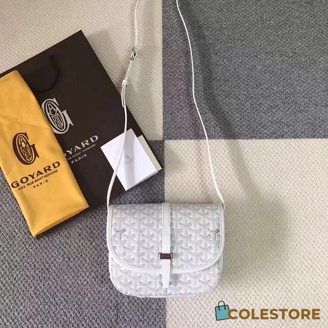 Goyard Goyardine Belvedere Messenger Bag In White Size 22x15x6.5cm - 1