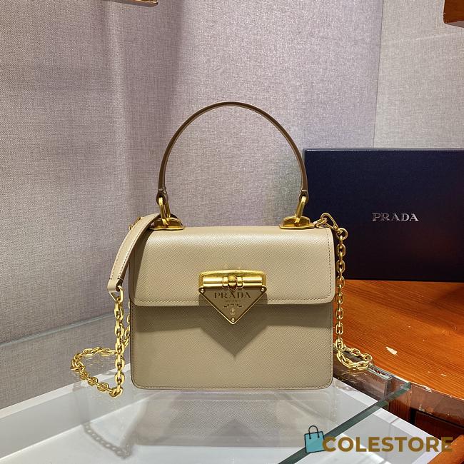 Prada Saffiano Leather In Beige Symbole Bag 1BD270 20x14x7cm - 1