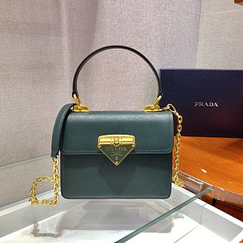 Prada Saffiano Leather In Blue Symbole Bag 1BD270 20x14x7cm