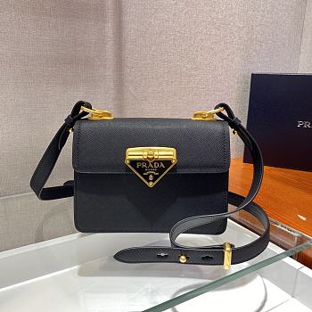 Prada Saffiano Leather In Black Symbole Bag 1BD270 Size 20x14x7cm