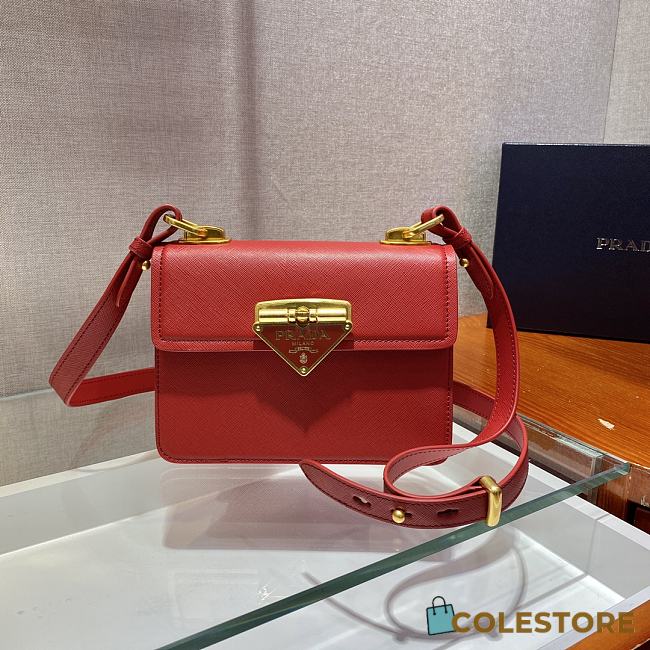 Prada Saffiano Leather In Red Symbole Bag 1BD270 Size 20x14x7cm - 1