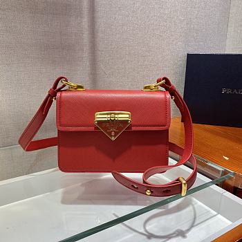 Prada Saffiano Leather In Red Symbole Bag 1BD270 Size 20x14x7cm
