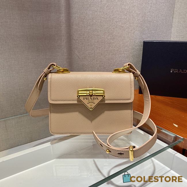Prada Saffiano Leather In Beige Symbole Bag 1BD270 Size 20x14x7cm - 1