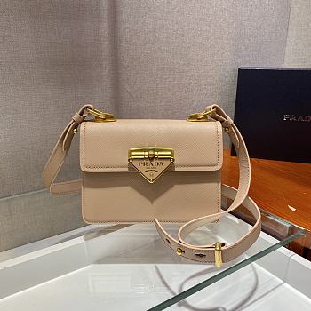 Prada Saffiano Leather In Beige Symbole Bag 1BD270 Size 20x14x7cm