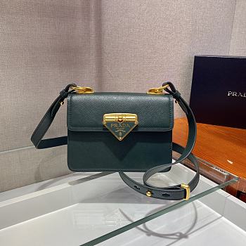 Prada Saffiano Leather In Dark Green Symbole Bag 1BD270 Size 20x14x7cm